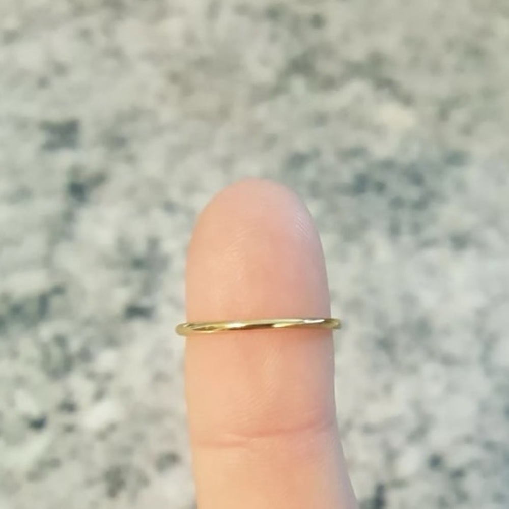 14K Gold 1MM Thin Wedding Engagement Promise Stacking Ring Band - Picture 2 of 7